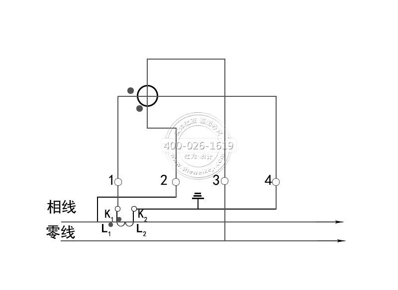 單相電子式電表經(jīng)電流互感器雙進雙出接線圖