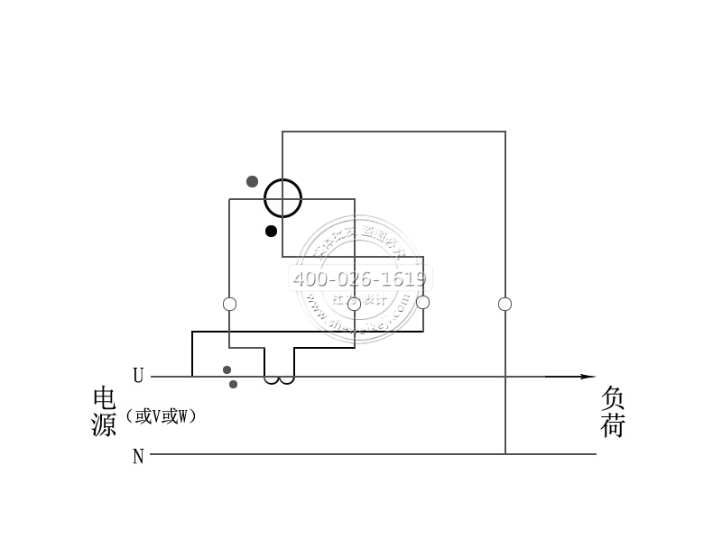 單相電能表經(jīng)電流互感器進(jìn)入式接線圖——電流電壓分開(kāi)